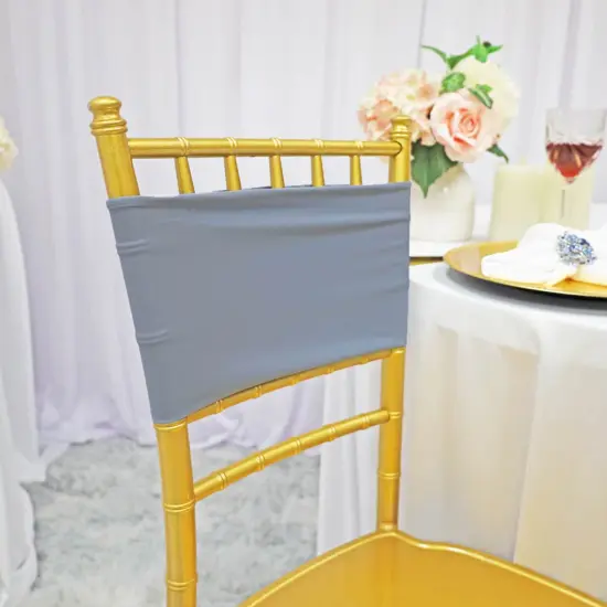 10 Pieces Soft Dusty Blue Stretch Spandex Chair Bands 7 x 13 Inches {2}