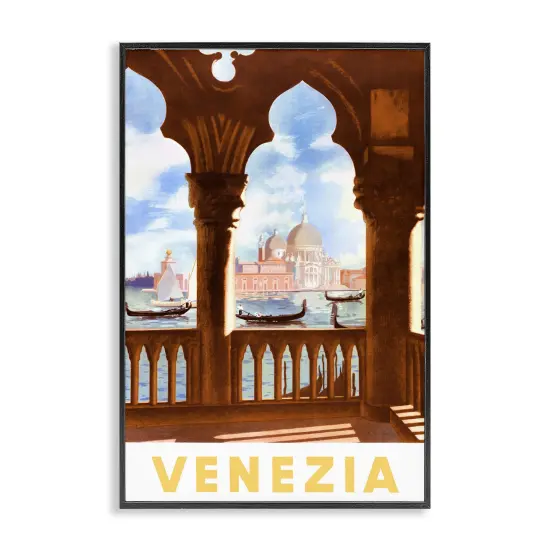 Stupell Industries Venezia Architecture with Boats View Framed Giclee By PIDDIX {7}