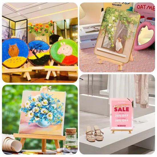 10 Pack 9 Inch Wood Easels,Art Craft Painting Easel,Table Top Easels for Painting, for Painting Party Displaying Canvases, Photos Mini Display Tripod Apply to Kids Artist Adults Students Etc {3}