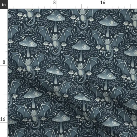 Various Fabrics by the Yard or Fat Quarter Baby Dragon Bohemian Botanical Magical Guardian Farmhouse Safe Cottagecore Dark Teal Gray Custom Printed Fabric by Spoonflower {2}