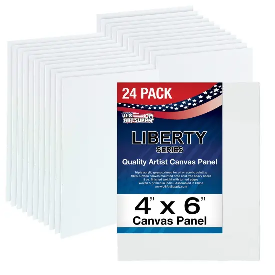 US Art Supply 4 X 6 inch Professional Artist Quality Acid Free Canvas Panel Boards for Painting 24-Pack (1 Full Case of 24 Single Canvas Board Panels) {1}