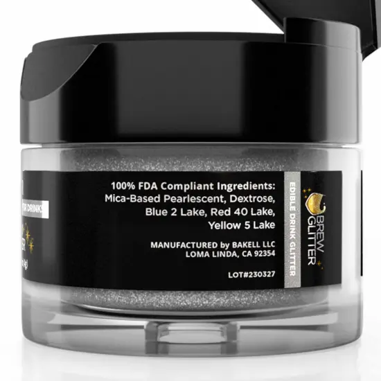 Brew Glitter - Silver Edible Drink Glitter (4g, x1 Flip-Cap Jar) for Beer, Cocktails and Beverages {6}