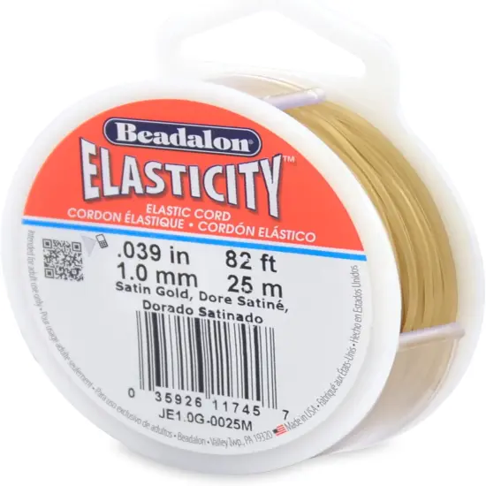 Beadalon Elasticity Stretch Cord, 1.0 mm / .039 in, Satin Gold, 25 m / 82 ft {1}