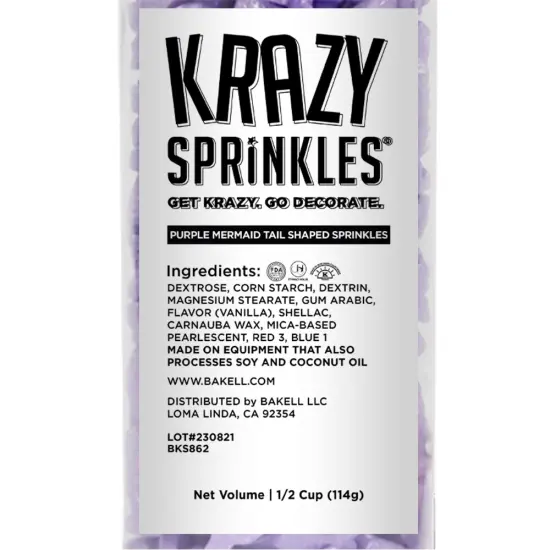 Krazy Sprinkles - Purple Mermaid Tails (1/2 Cup, 1x Jar) for Cakes, Ice Cream & Cookies {4}
