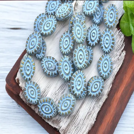 *10* 14x11mm Turquoise Washed Pale Topaz Mystic Eye Beads {3}