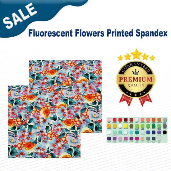Fluorescent Flowers Printed Spandex Fabric {1}