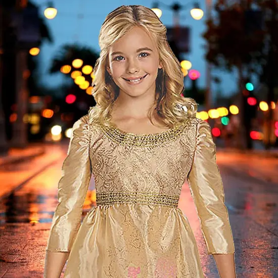 Girls Aurora Coronation Gown Costume Gold Sleeping Beauty {2}