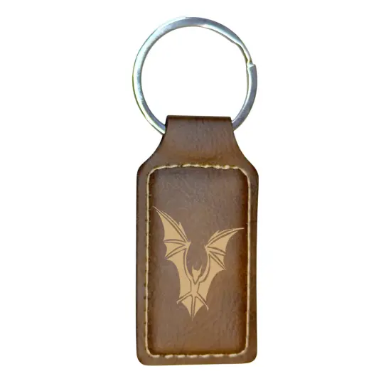 Keychain - Rectangle - The Bat - Leather Rustic/Gold {1}