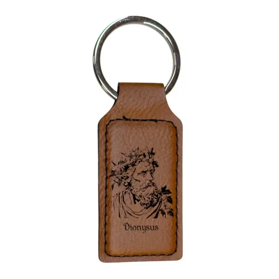 Keychain - Rectangle - Dionysus God of Wine - Leather Rustic/Gold {4}