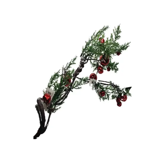 32"L Snow Pine Needle Ball Spray - Sparkling Silver, Green, White, and Red-XV794031 {1}