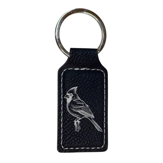 Keychain - Rectangle - Cardinal - Leather Black/Silver {1}