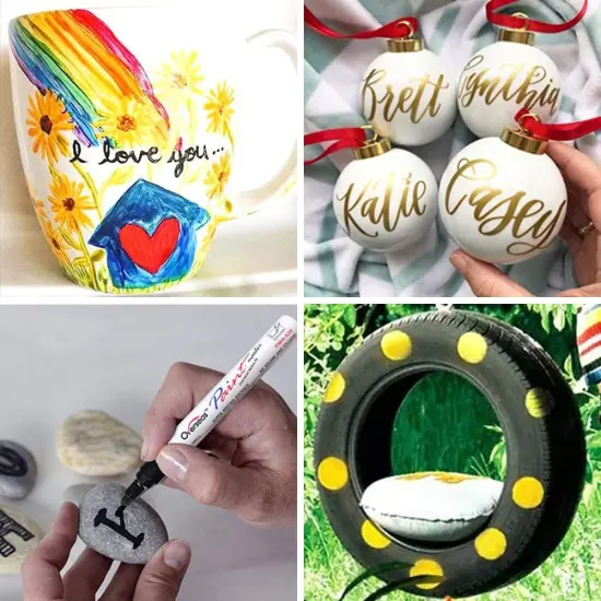 Black Permanent Markers 8 Pack, Oil Based Waterproof Quick Dry Medium Tip Marker Pen for Metal, Wood, Fabric, Plastic, Rock, Stone, Mugs, Canvas, Glass, Art Craft {4}