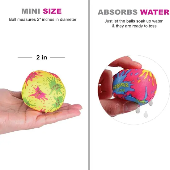 4E&rsquo;s Novelty 24 Pack Water Bomb Splash Balls 2" Mini Water Absorbent Balls for Pool Beach Toys Party Favors for Kids Teacher school party {6}