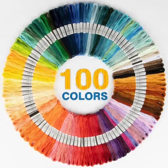 100 Colour Embroidery Thread - Rainbow Embroidery Floss Bulk Hand Embroidery Thread Variegated Embroidery Floss Cross Stitch Thread Crewel Embroidery Floss for DIY Sewing Embroidery Crafts Making {1}