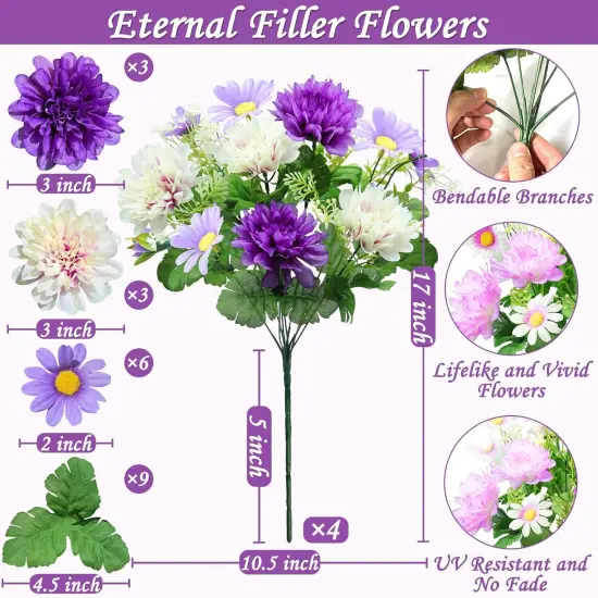 48 Heads Artificial Flowers for Outdoors {2}