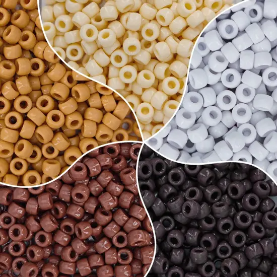 1000PCS 6x9mm Pony Beads Bulk, 5 Styles Brown Pony Beads for Bracelets Making Kit, Kandi, Hair Braids Crafts for Jewelry Making (Brown) {2}