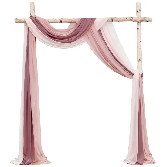Wedding Arch Draping Fabric 3 Panels 20Ft Chiffon Fabric Drapes Arbor Drapery Wedding Ceremony Reception Swag Decorations (Mauve +Dusty Rose +Blush) {1}