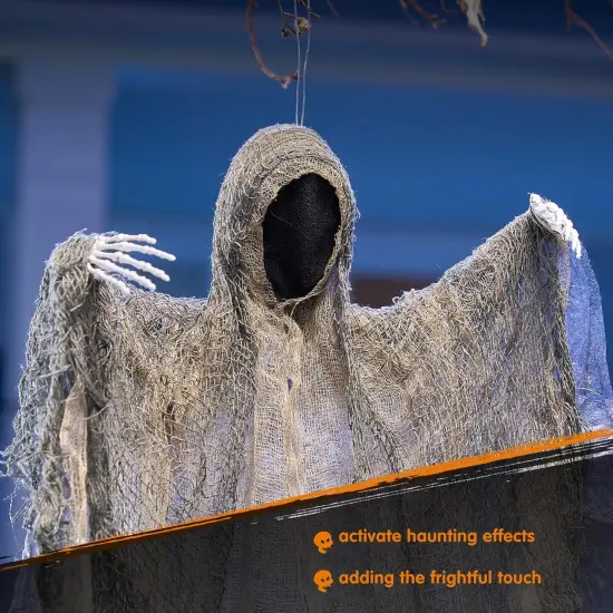 4 Pack 19'' Halloween Hanging,Faceless Grim Reaper Set with Posable Arms in Dark Horror Robe {3}