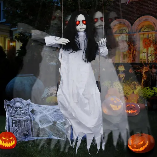 Swinging Girl with Sound & Touch Activated - White Skirt {1}