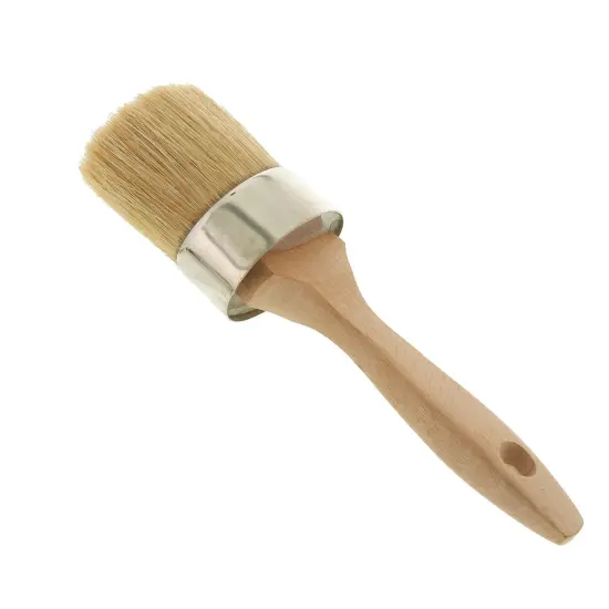 Multi Use 2-1/8" Oval Chalk and Wax Brush for Chairs, Dressers, Cabinets and Other Wood Furniture - 100% Natural Bristles, Lightweight, Rust Resistant {6}