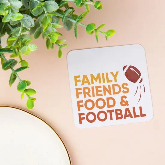 Big Dot of Happiness 25 Ct Family Friends Food and Football Drink Coasters, 4-Inch Disposable Square Paper Coasters for Friendsgiving Thanksgiving {3}