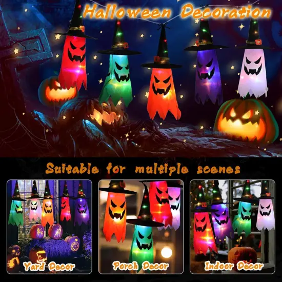 Halloween Decorations Outdoor Ghosts with Glowing Ghost Hat {3}