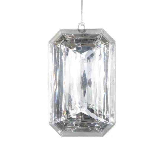 8&Prime; Silver Rectangle Jewel Glitter Ornament &ndash; Sparkling Acrylic Jewel {1}