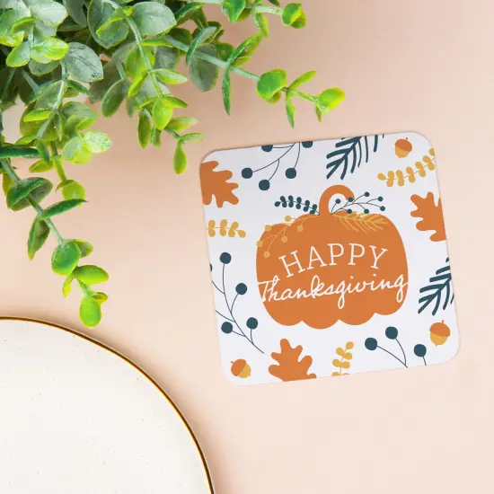 Big Dot of Happiness 25 Ct Happy Thanksgiving Drink Coasters, 4-Inch Disposable Square Paper Coasters for Fall Harvest Party Decoration {3}