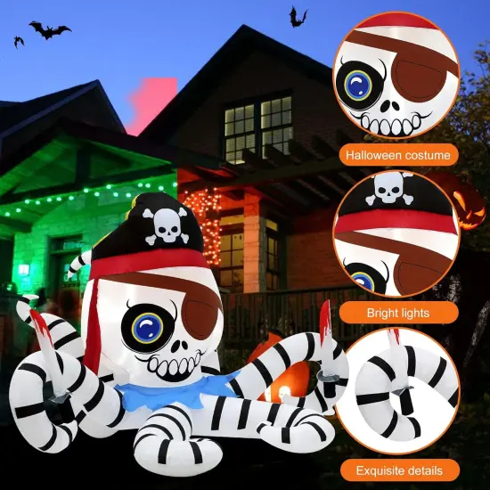 6 ft. Black and White Octopus Halloween Outdoor Inflatable Decoration, Creepy Skeleton Zombie with LED Lights, Holiday Inflatable Decoration for Outdoor Patio, Garden, Lawn&hellip; {5}