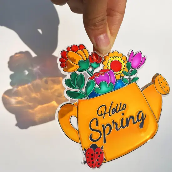 Spring Flower Suncatcher Activity Craft Kit Butterfly Sun Catcher DIY Window Paint Art Suncatcher Kits for Spring Summer Easter Party Activities Art Project Party Favors {4}