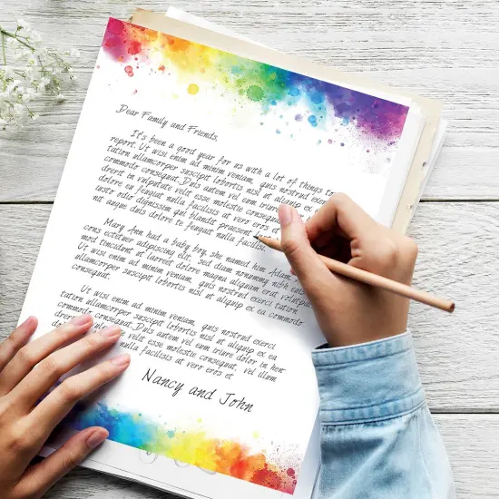 Great Papers! Rainbow Burst Letterhead, for Invitations, Announcements and Personal Messages, Printer Friendly 8.5”x11”, 50 Pack {5}
