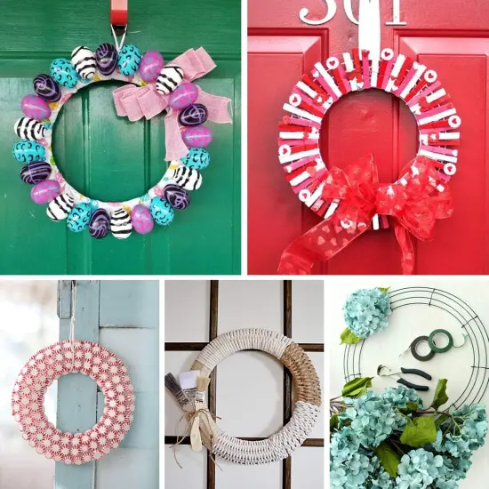 6 Pack Wire Wreath Frame 10 Inches Metal Wreath Frame Wreath Form Wreath Hoop Wreath Ring with 6 Pcs Adhesive Hooks and 38 Yard 22 Gauge Paddle Wire for Crafts {3}