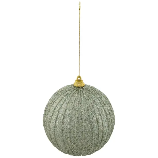 Northlight Holographic Glitter Shatterproof Christmas Ball Ornament - 4" - Tea Green {5}