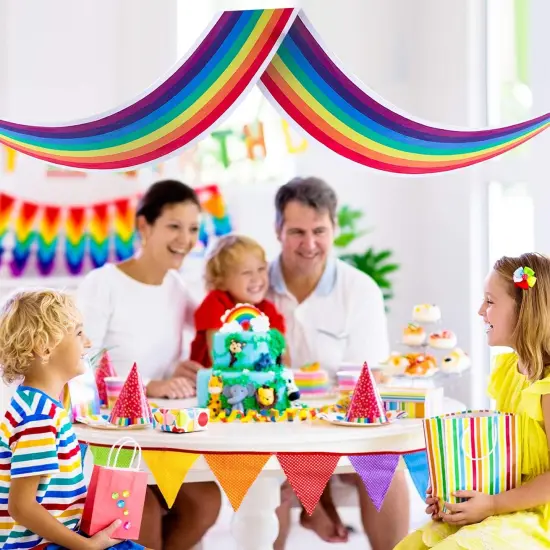 Rainbow Ceiling Decor - 12 ft Rainbow Garland Banner for Birthday Party, Classroom & Daycare {2}