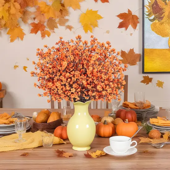 10Pcs Fake Baby Breath Artificial Flowers - Orange {3}