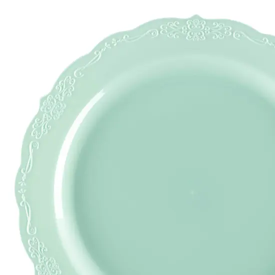 Turquoise Vintage Round Disposable Plastic Dinner Plates - 10" (120 Plates) {1}