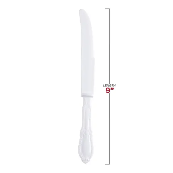 White Baroque Disposable Plastic Dinner Knives (480 Knives) {3}