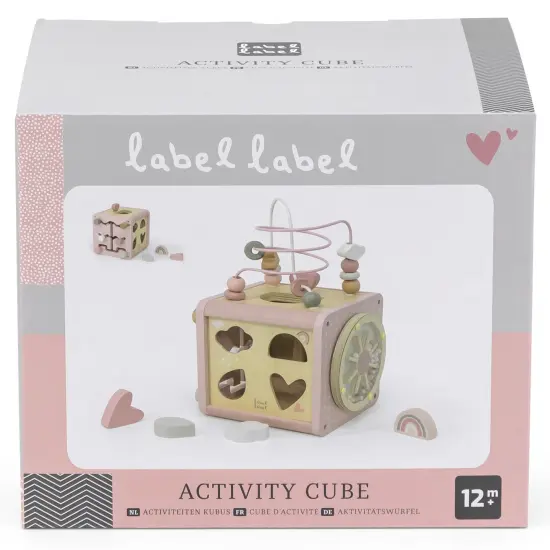Label Label: 5-in-1 Activity Cube - Pink - Wooden Toy, Shape Sorter, Cog Wheels, Track Maze, Xylophone, Bead Labyrinth, Baby & Toddlers Ages 1+ {3}
