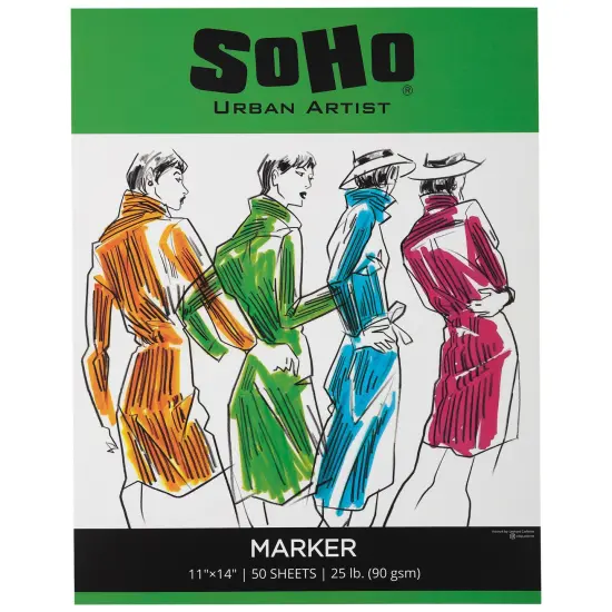 SoHo Urban Artist Marker Paper Pads - Bleed Resistant Paper for Drawing or Sketching with Markers, Ink, Pens, Color Blending, & More {1}