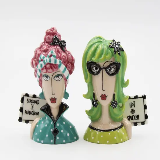 Ceramic Ladies of Perfection and Spice Salt and Pepper Shakers, Home D&eacute;cor, Gift for Her or Mom, Gift for Friend or Coworker, Kitchen D&eacute;cor {3}