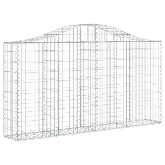 vidaXL Arched Gabion Baskets 2 pcs 78.7"x11.8"x39.4"/47.2" Galvanized Iron {3}