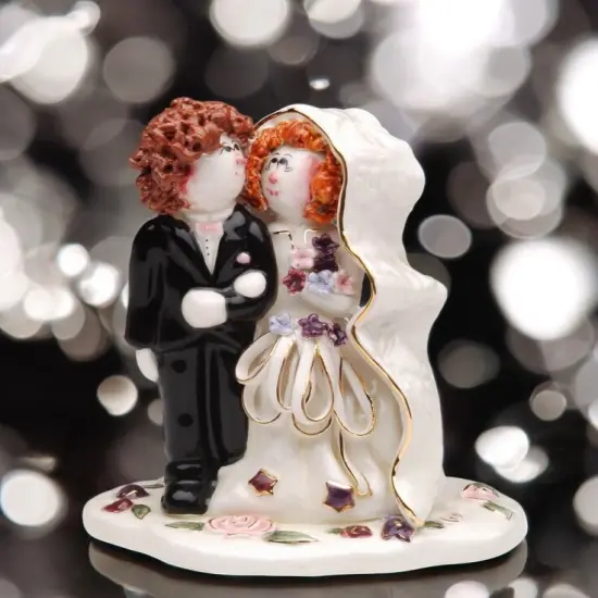 Ceramic Bride and Groom Wedding Cake Topper, Wedding Decor, Wedding Gift {1}