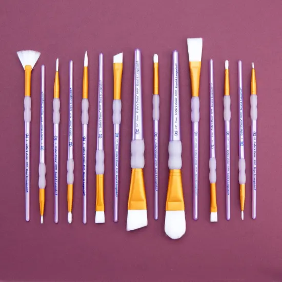 RCC 604 | Crafter's Choice&trade; 15pc White Taklon Variety Brush Set {2}