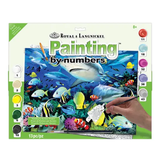PJL42 | Painting by numbers&trade; 13pc 11.25" x 15.375" Reef Sharks Painting Project {1}