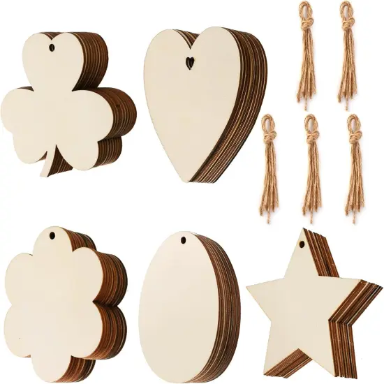 50 Pcs Unfinished Paintable Blank Wooden {1}