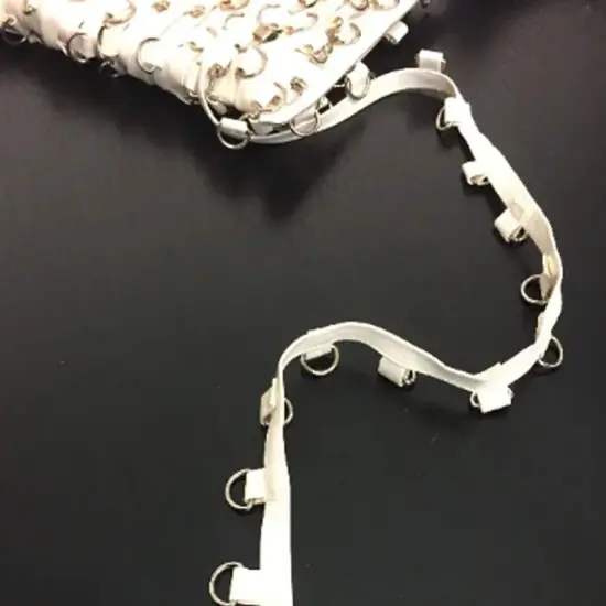 3/4 Inch White Vinyl D Ring Eyelet Tape with Silver Buckle by the Yard {5}