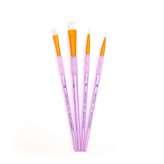 RCC 223 | Crafter's Choice&trade; 4pc White Taklon Shader/Round Brush Set {5}