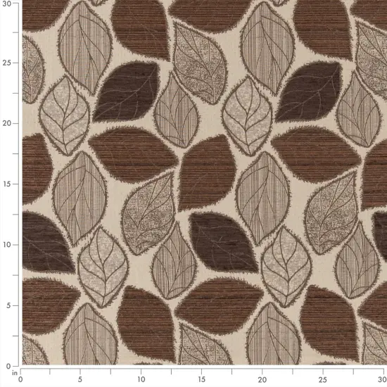 Godiva - Brown Leaves Upholstery Fabric 54 Inches" {2}