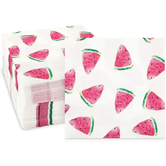 100-Pack Fruit Cocktail Napkins, Summer Party Decorations (Watermelon Design, 5x5 in) {1}