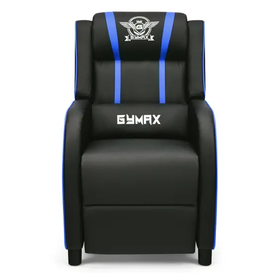 Massage Racing Gaming Single Recliner Chair with Adjustable Backrest and Footrest Blue {4}